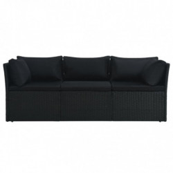 4-tlg. Garten-Lounge-Set Fedja mit Auflagen Poly Rattan Schwarz