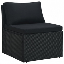 4-tlg. Garten-Lounge-Set Fedja mit Auflagen Poly Rattan Schwarz