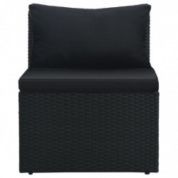 4-tlg. Garten-Lounge-Set Fedja mit Auflagen Poly Rattan Schwarz