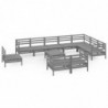 11-tlg. Garten-Lounge-Set Massivholz Kiefer Grau