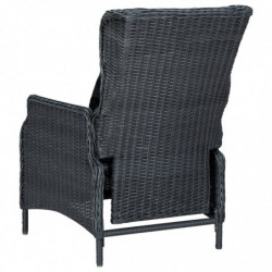 3-tlg. Garten-Lounge-Set mit Auflagen Poly Rattan Dunkelgrau