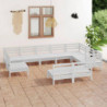 10-tlg. Garten-Lounge-Set Massivholz Kiefer Weiß