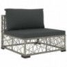 Garten-Lounge-Set mit Auflagen 6-tlg. Poly Rattan Grau