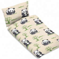 Kinderbettwäsche 100% 100x135cm und 40/80cm mit Knopfleiste Panda + Bambus
